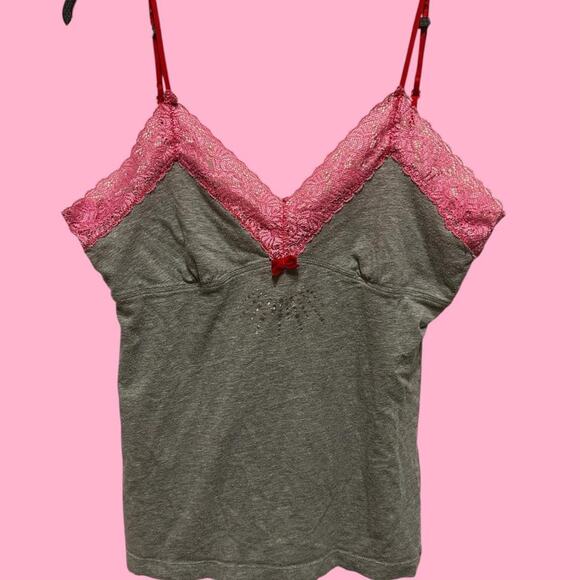 Victoria Secret Pink y2K Grey and pink lace cami - Picture 1 of 8
